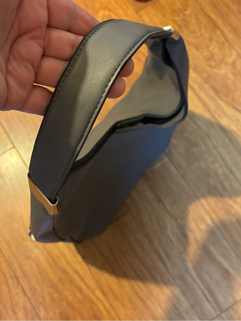 Alfani Gray Leather Hobo Shoulder Bag - Picture 4 of 11